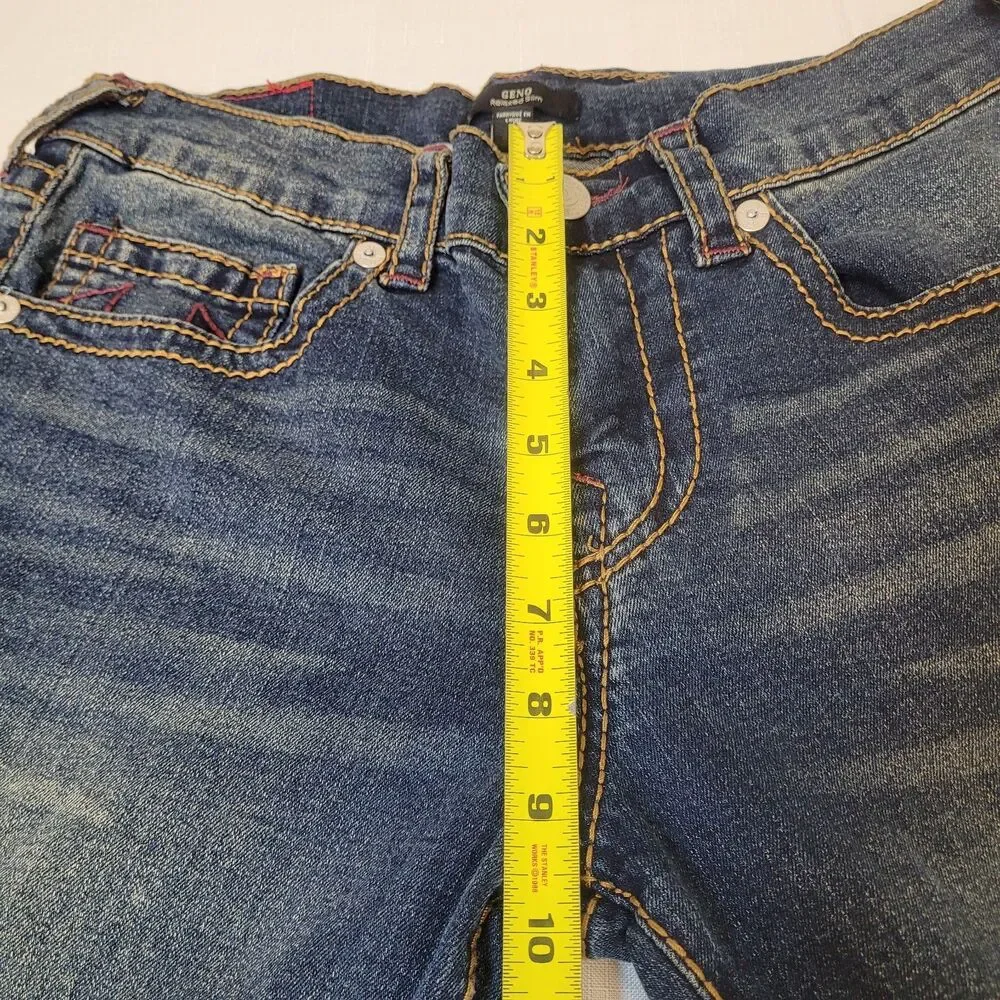 True Religion Geno Slim Big T Relaxed Red Rope Stitch Jeans 30x31
